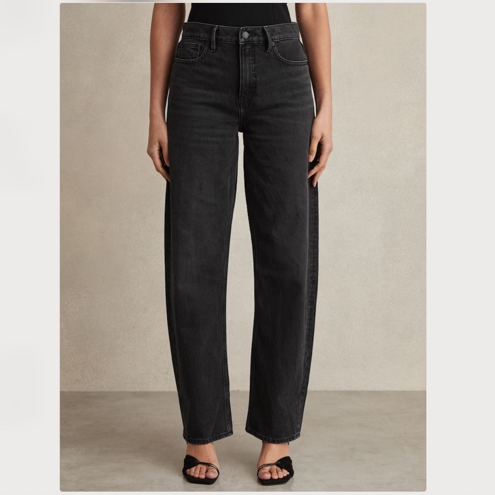Good American Good Barrel Relaxed Black Denim Jeans